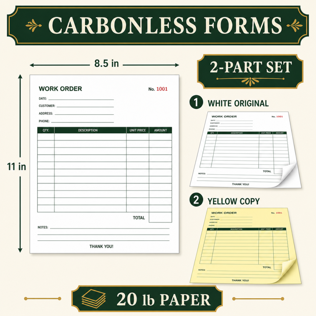 Custom Carbonless Forms – 8.5 × 11 in detail 3