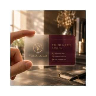 Custom Burgundy Gold PVC Business Cards